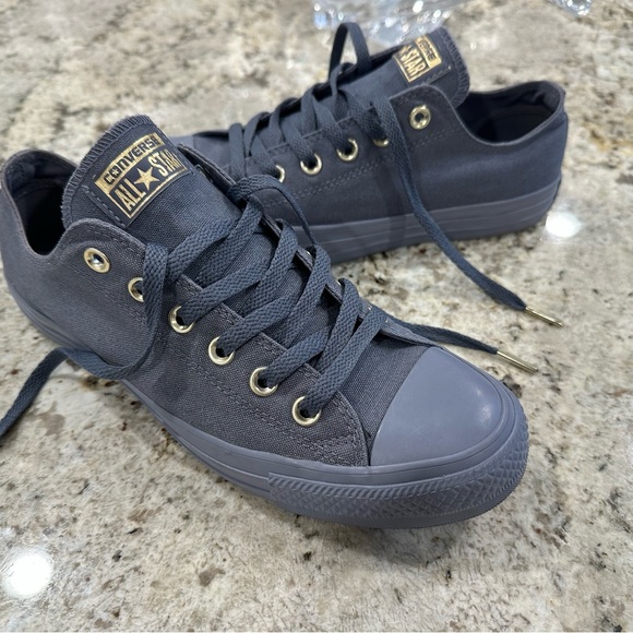 Converse All Star Blue Sneakers with Gold Details Limited edition Size 9 Woman - Picture 1 of 10